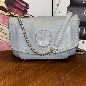 Tory Burch Marion Flap Shoulder Bag Marion Whipstitch Shoulder Bag Light blue